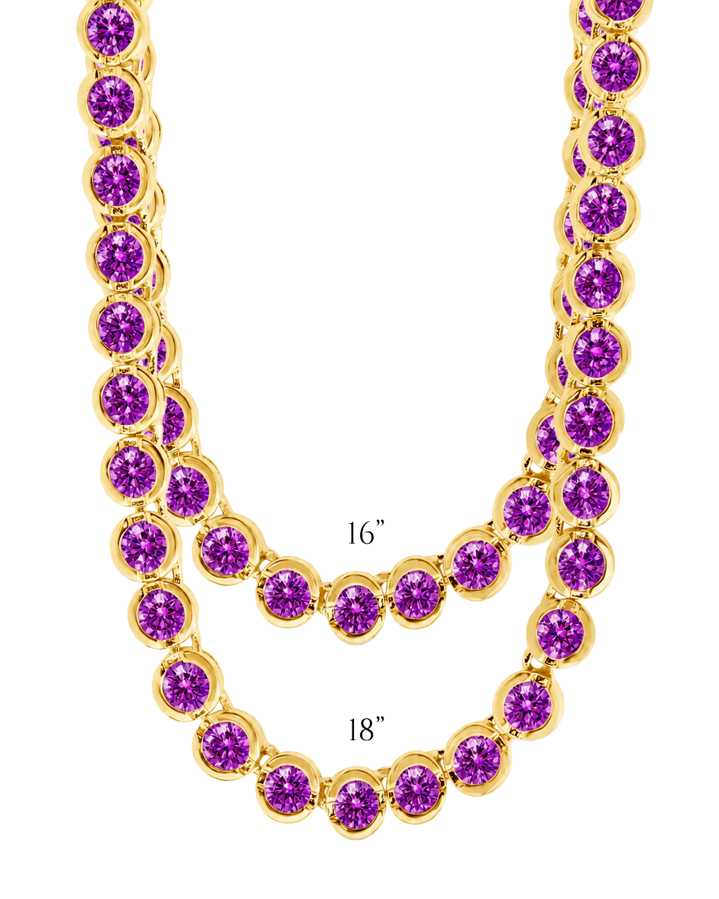 Helene Bezel Amethyst CZ Tennis Necklace
