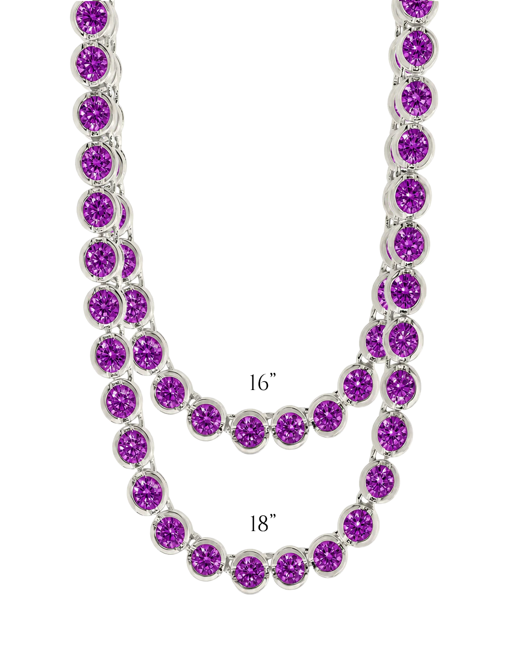 Helene Bezel Amethyst CZ Tennis Necklace