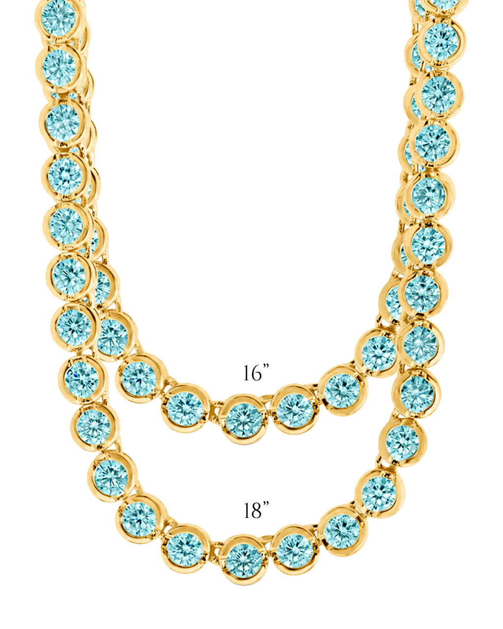 Helene Bezel Aquamarine CZ Tennis Necklace