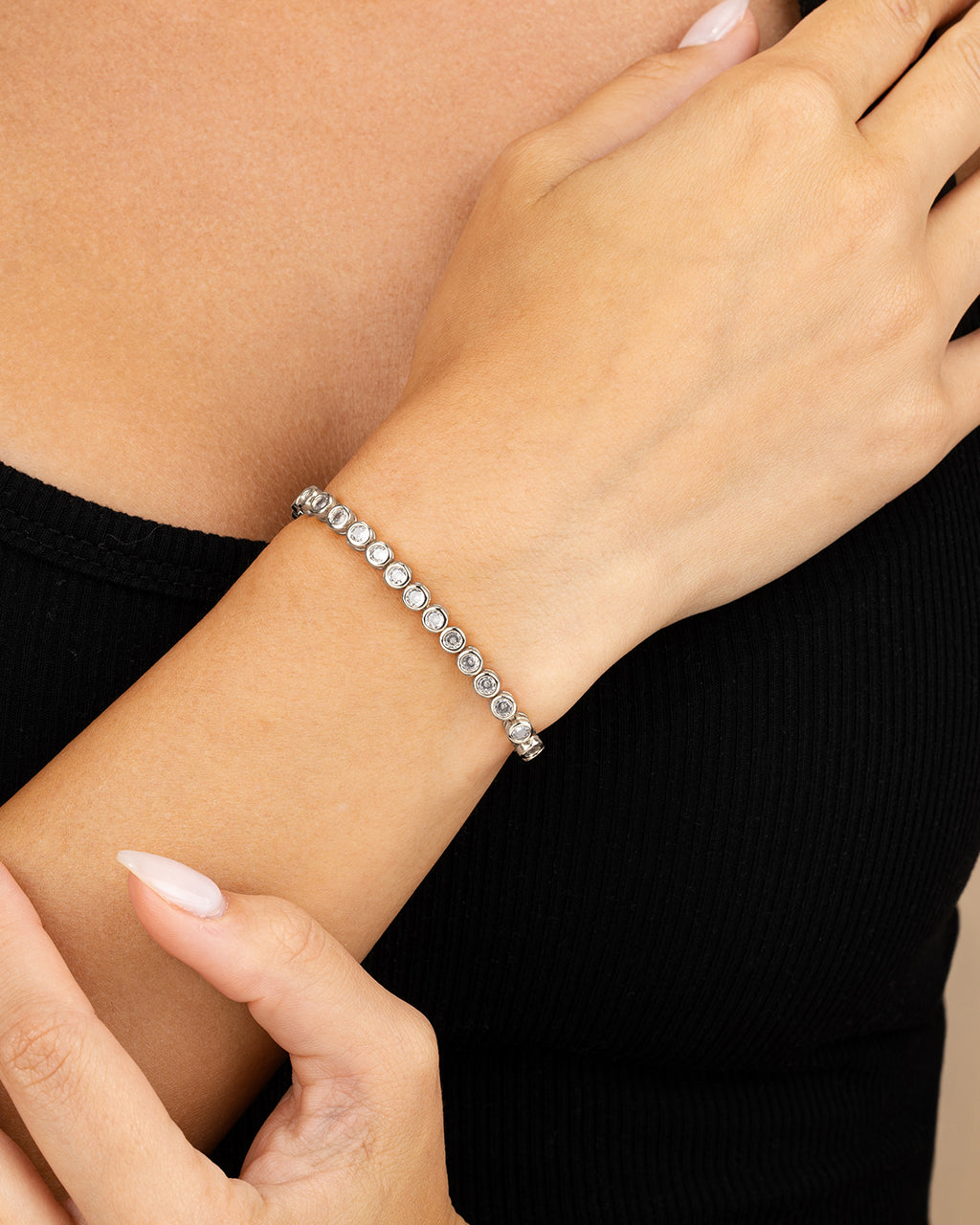 Helene Bezel CZ Tennis Bracelet