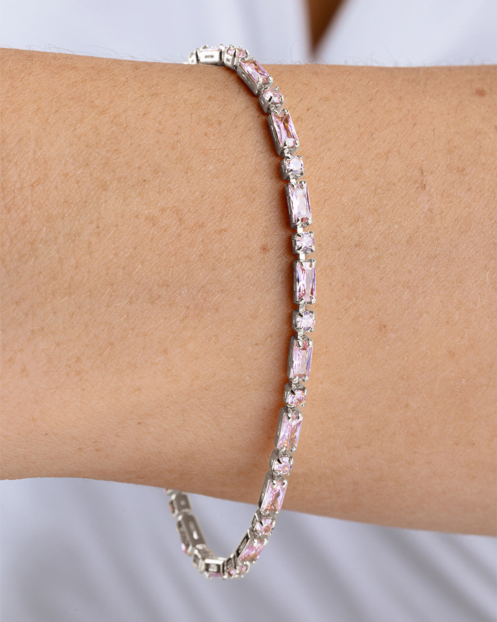 Georgia Light Pink CZ Tennis Bracelet
