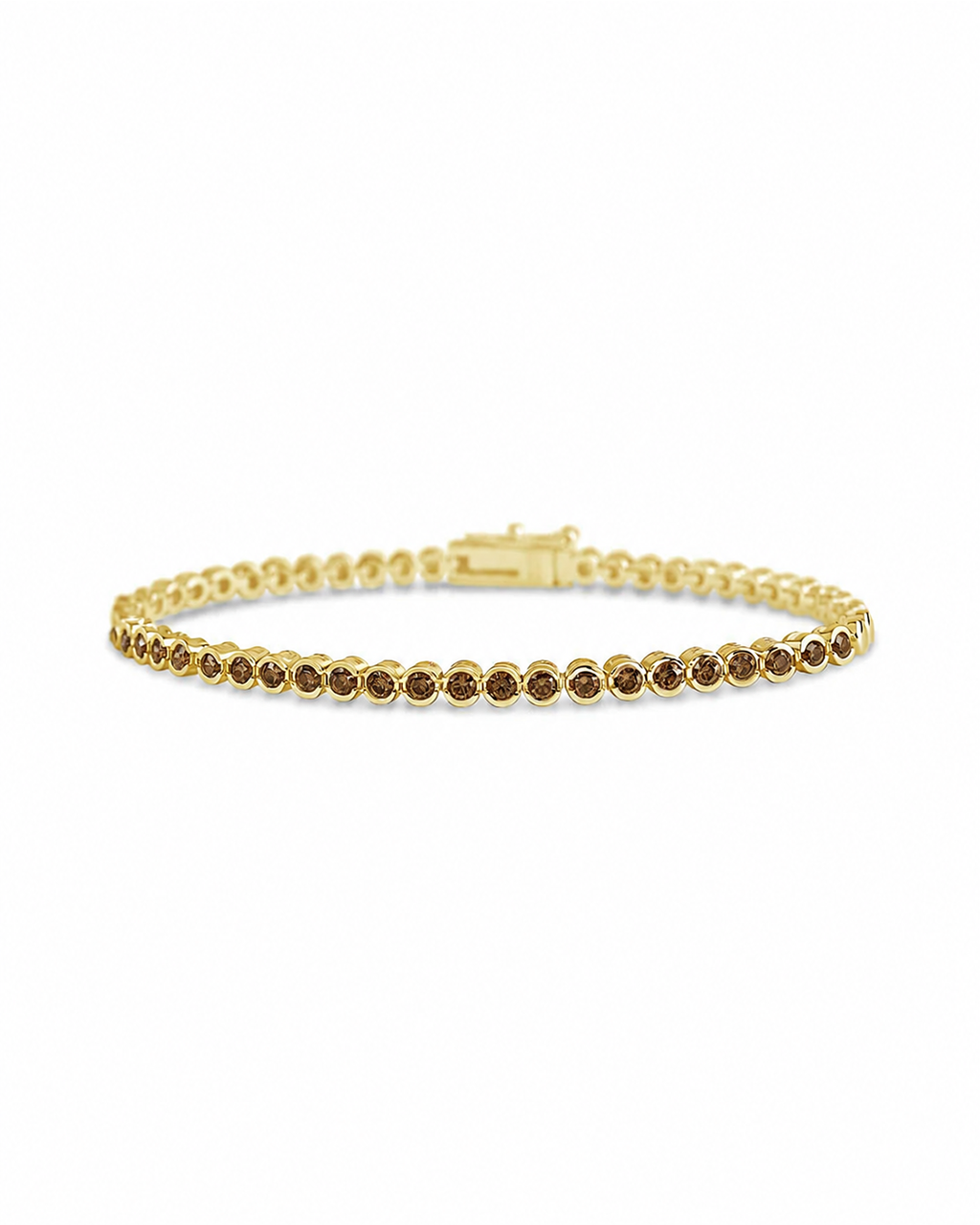Helene Chocolate CZ Bezel Eternity Tennis Bracelet