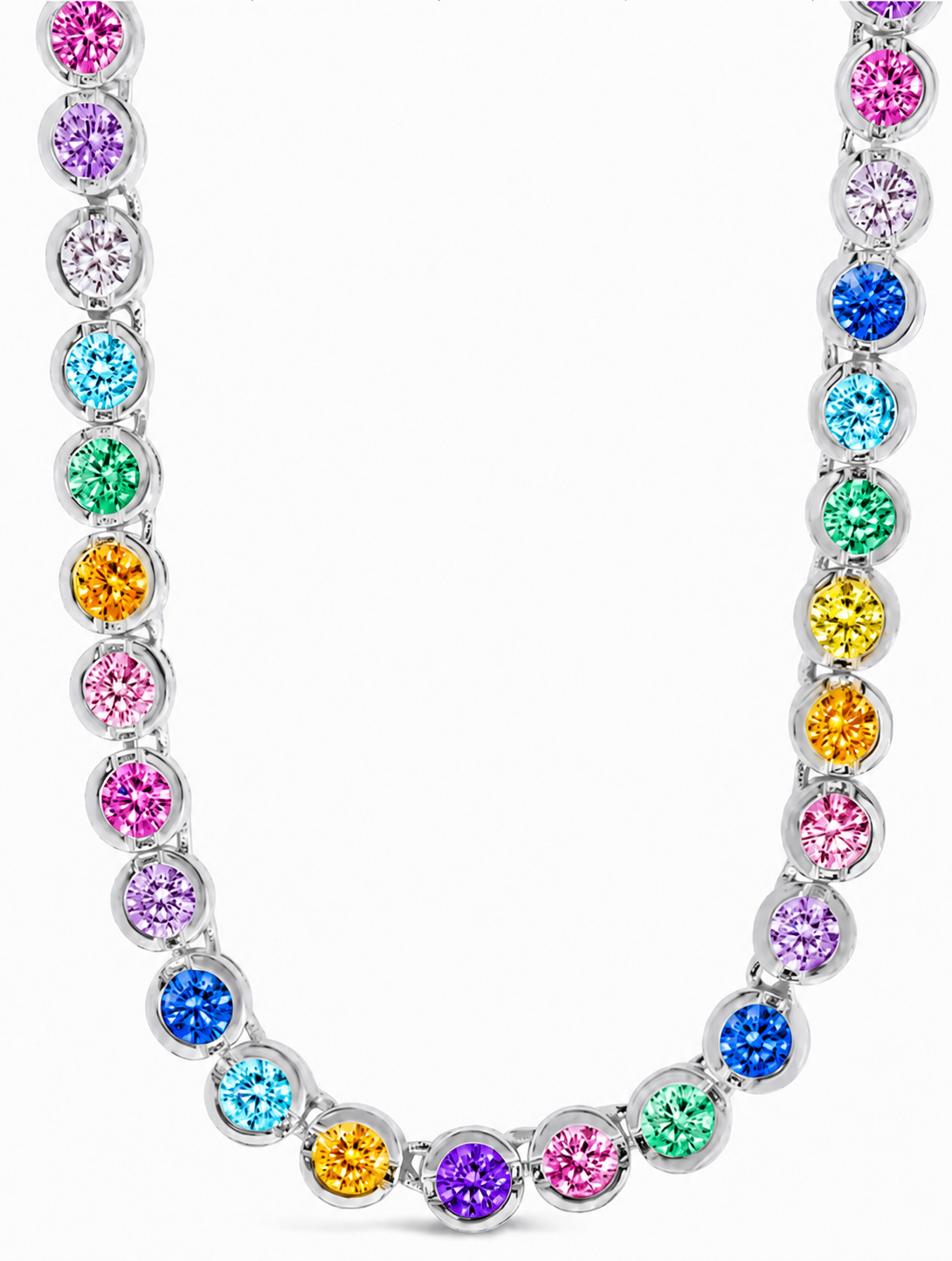 Helene Bezel Rainbow CZ Tennis Necklace