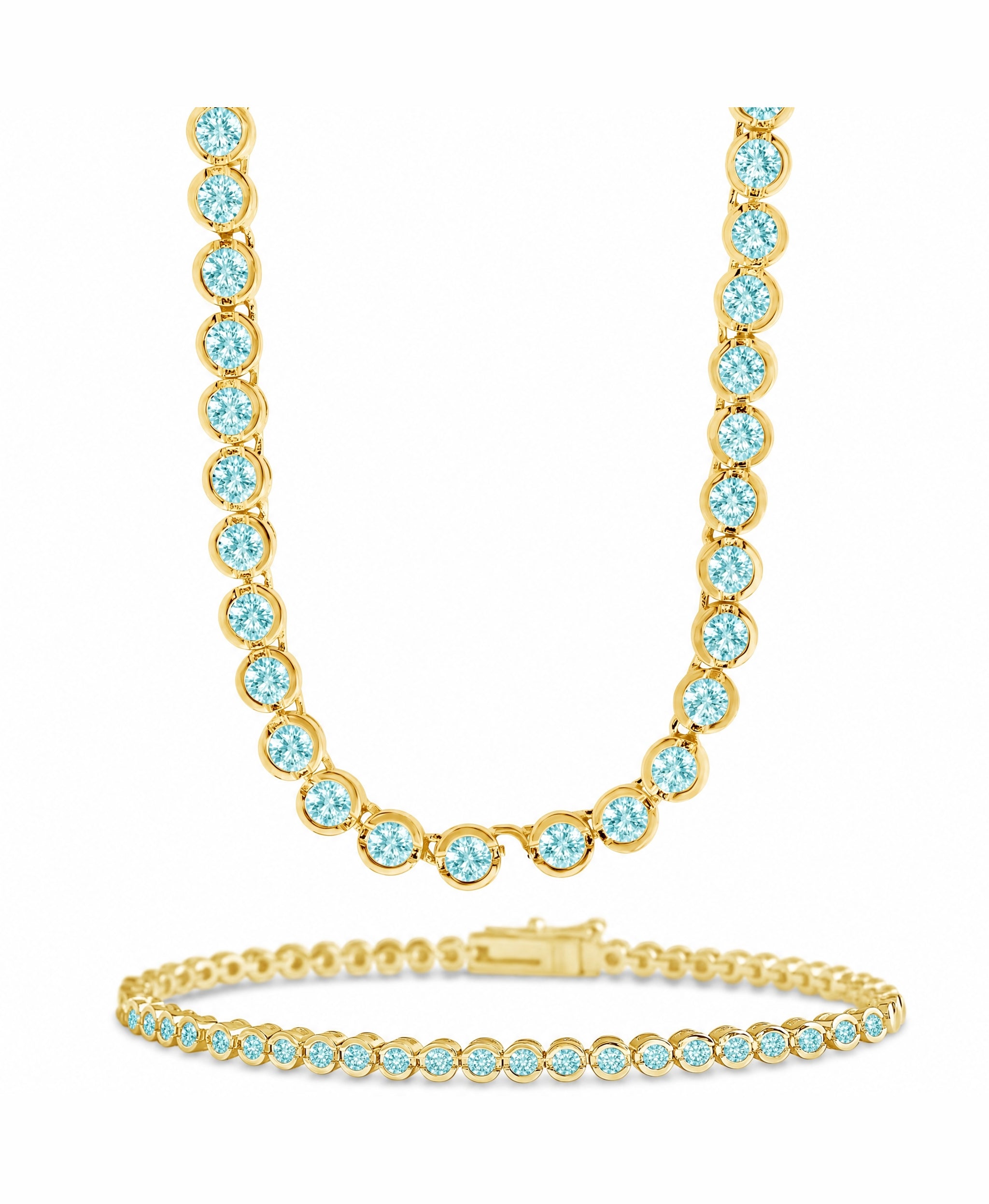 Helene Bezel Aquamarine CZ Jewelry Bundle