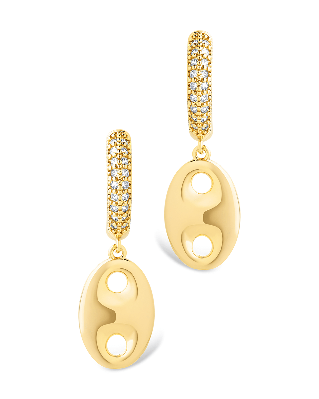 Bliss CZ Anchor Chain Micro Hoop Earrings