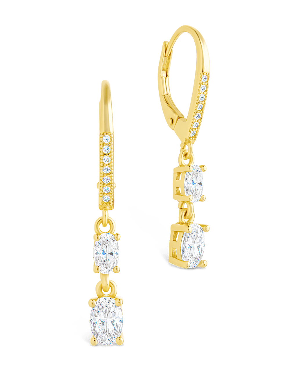 Sterling Silver Liesel Oval Cut CZ French Clip Earrings