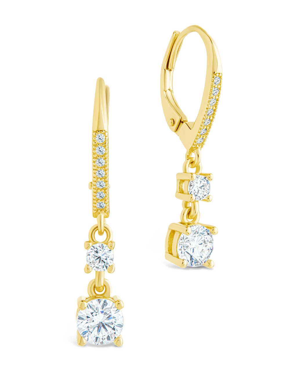 Sterling Silver Magdalena Brilliant Cut CZ French Clip Earrings