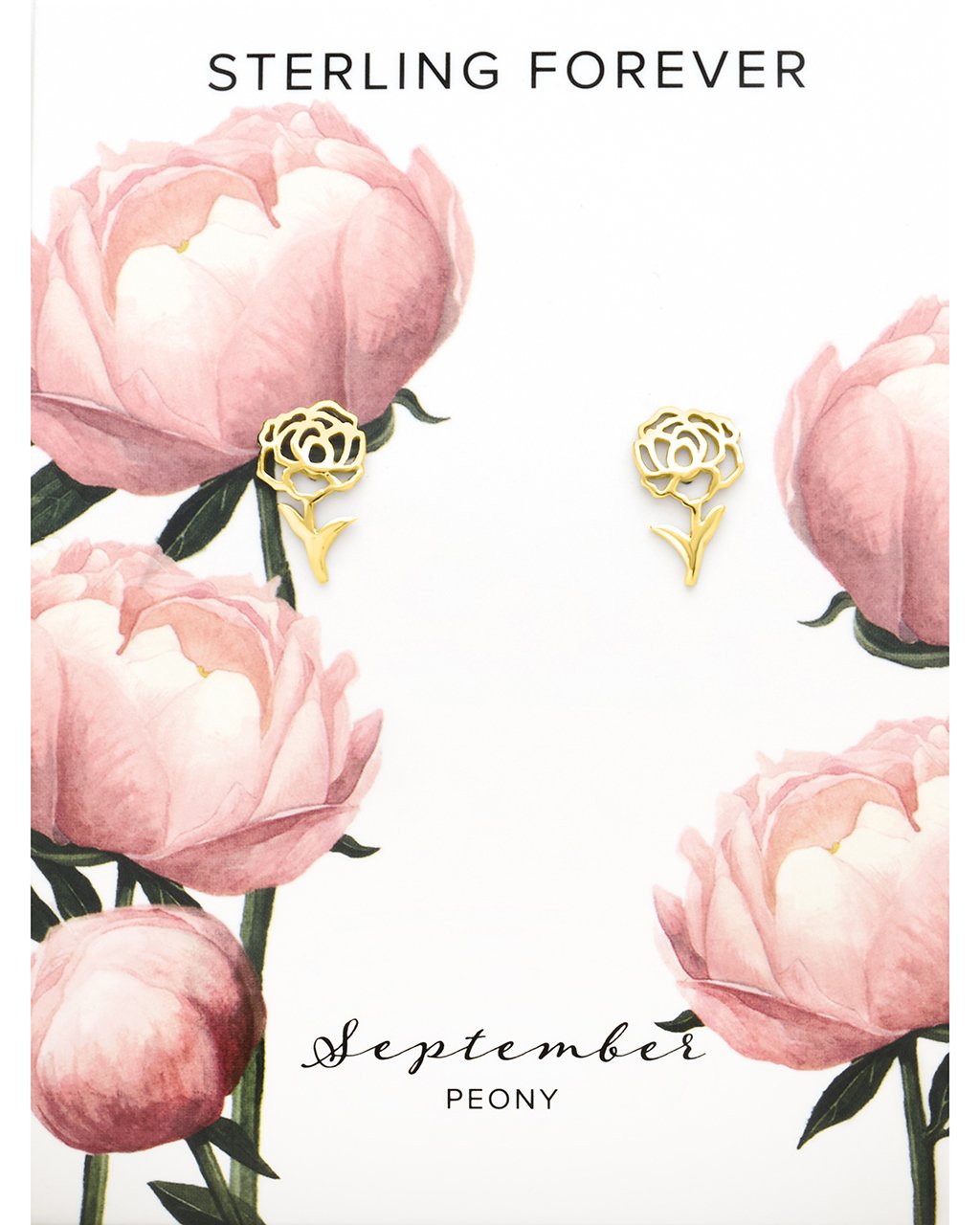 Sterling Silver Birth Flower Stud Earrings