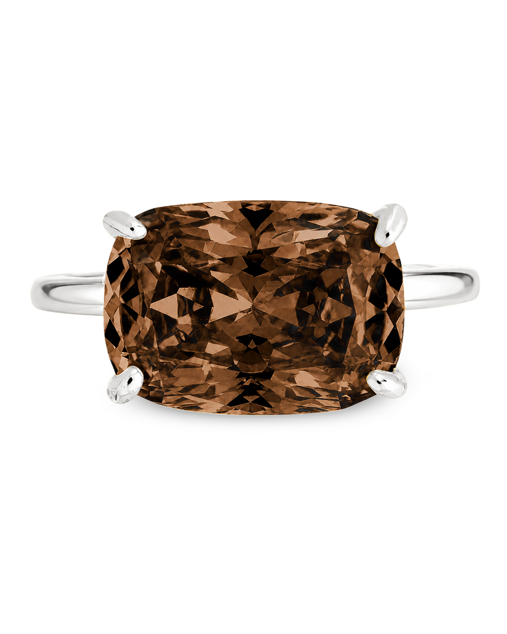 Sterling Silver Chocolate Cushion East-West Ring
