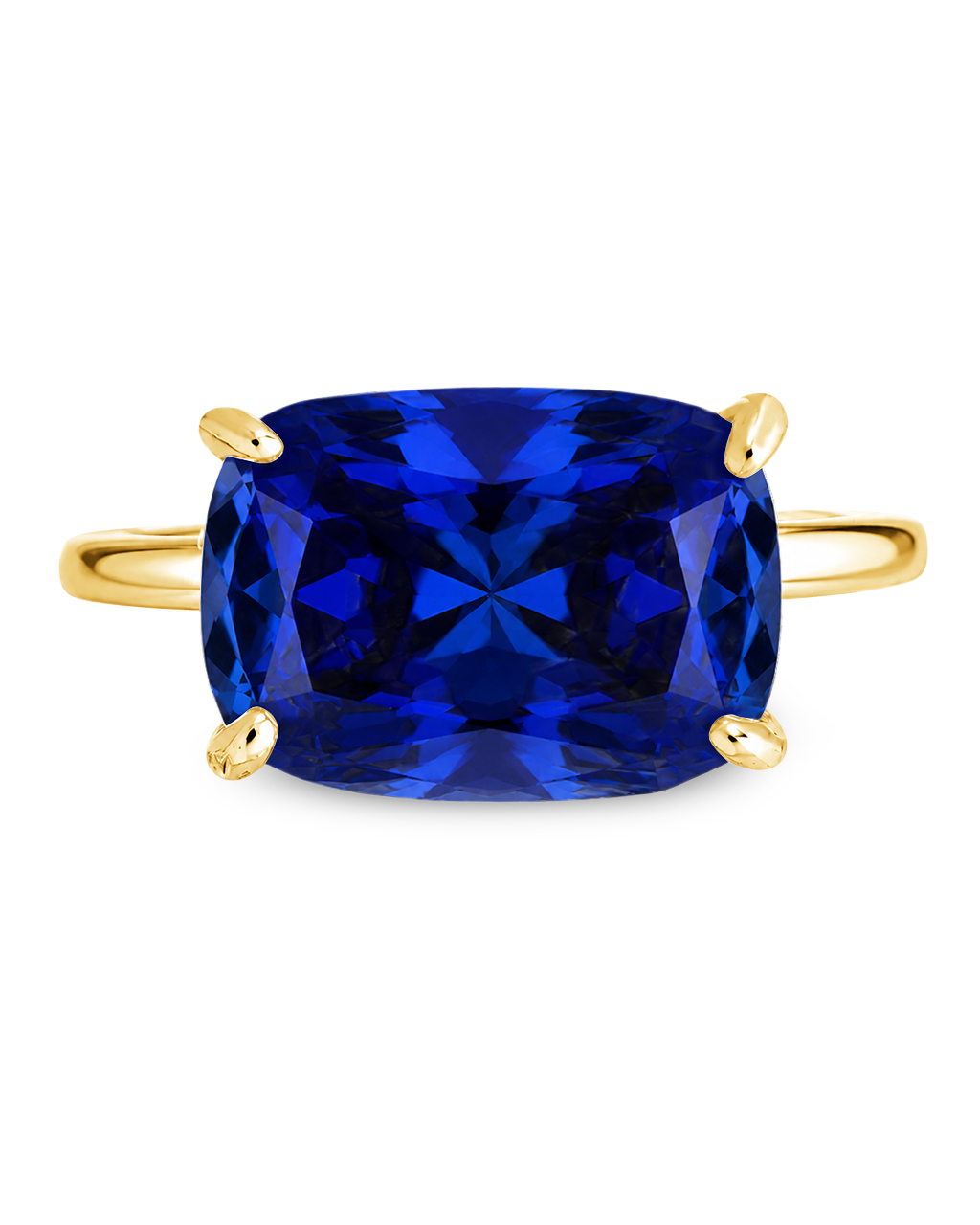 Sterling Silver Sapphire Cushion East-West Ring