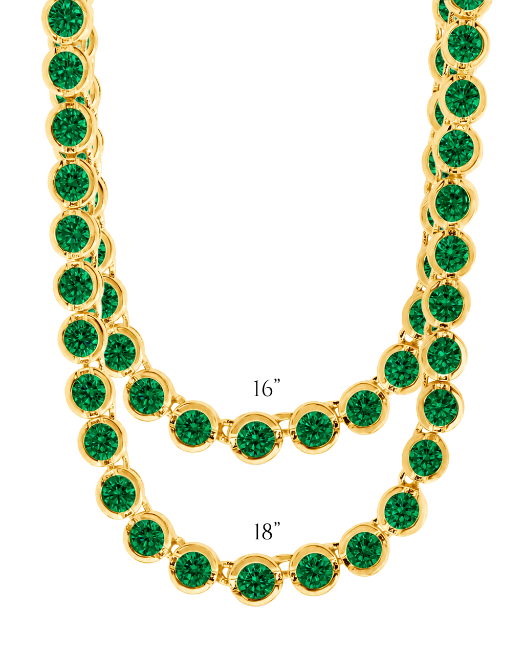 Helene Bezel Emerald CZ Tennis Necklace