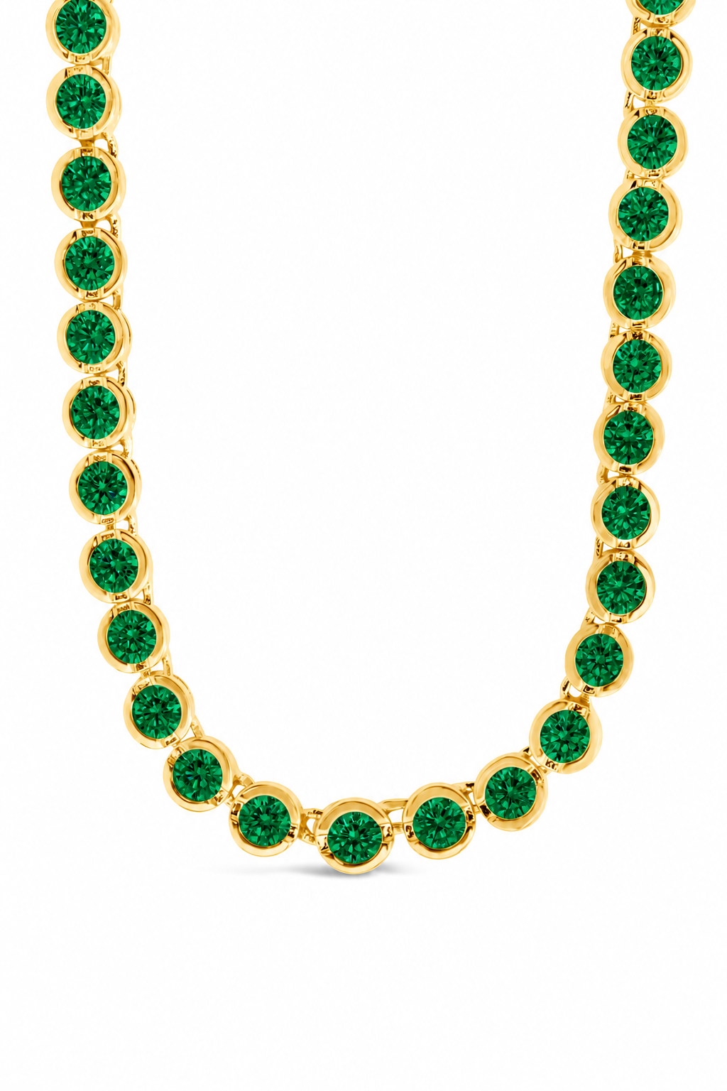 Helene Bezel Emerald CZ Tennis Necklace