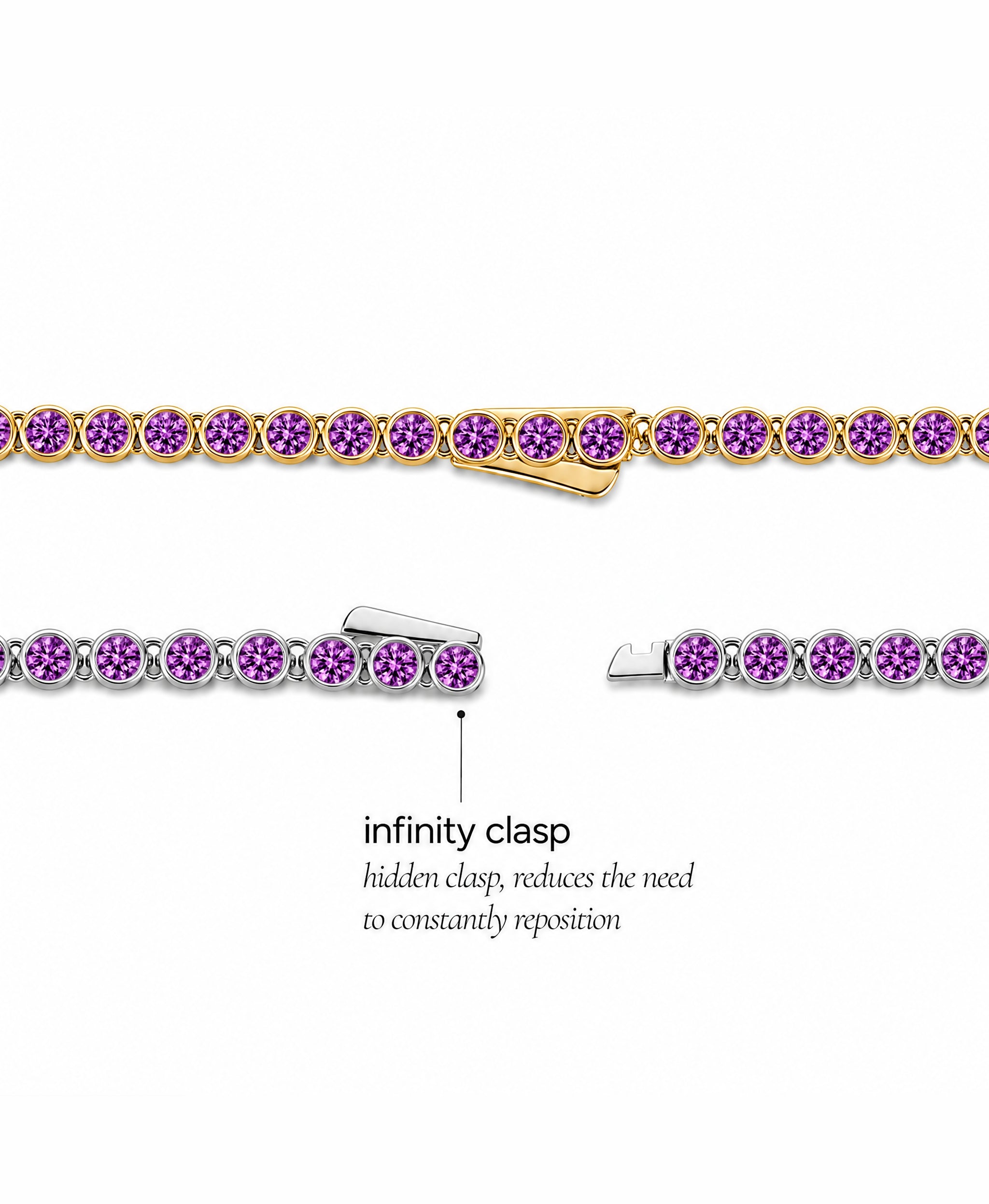 Helene Bezel Amethyst CZ Tennis Necklace