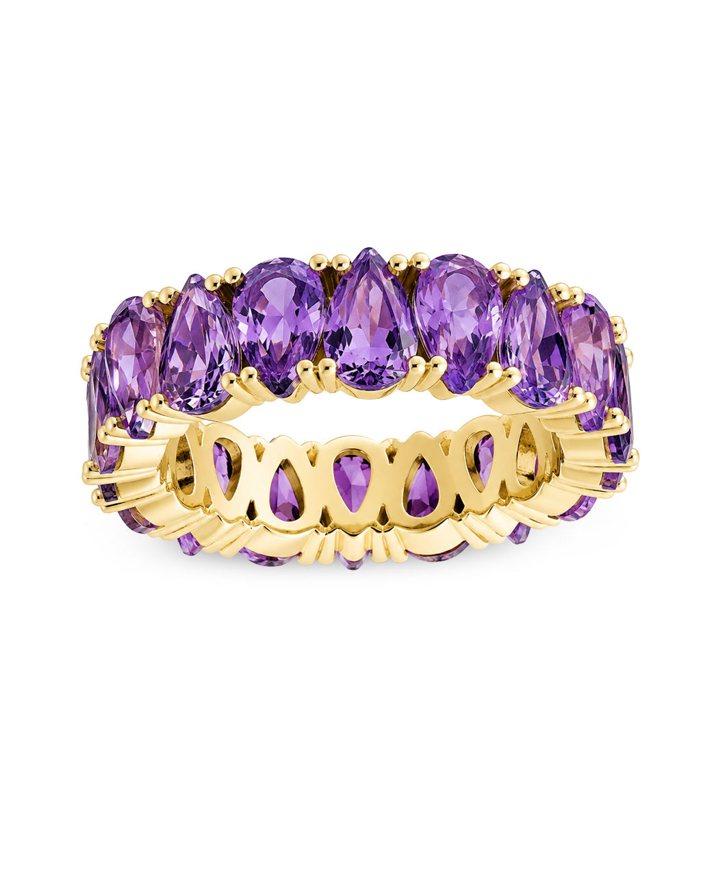 Sterling Silver Janis Amethyst CZ Eternity Band Ring