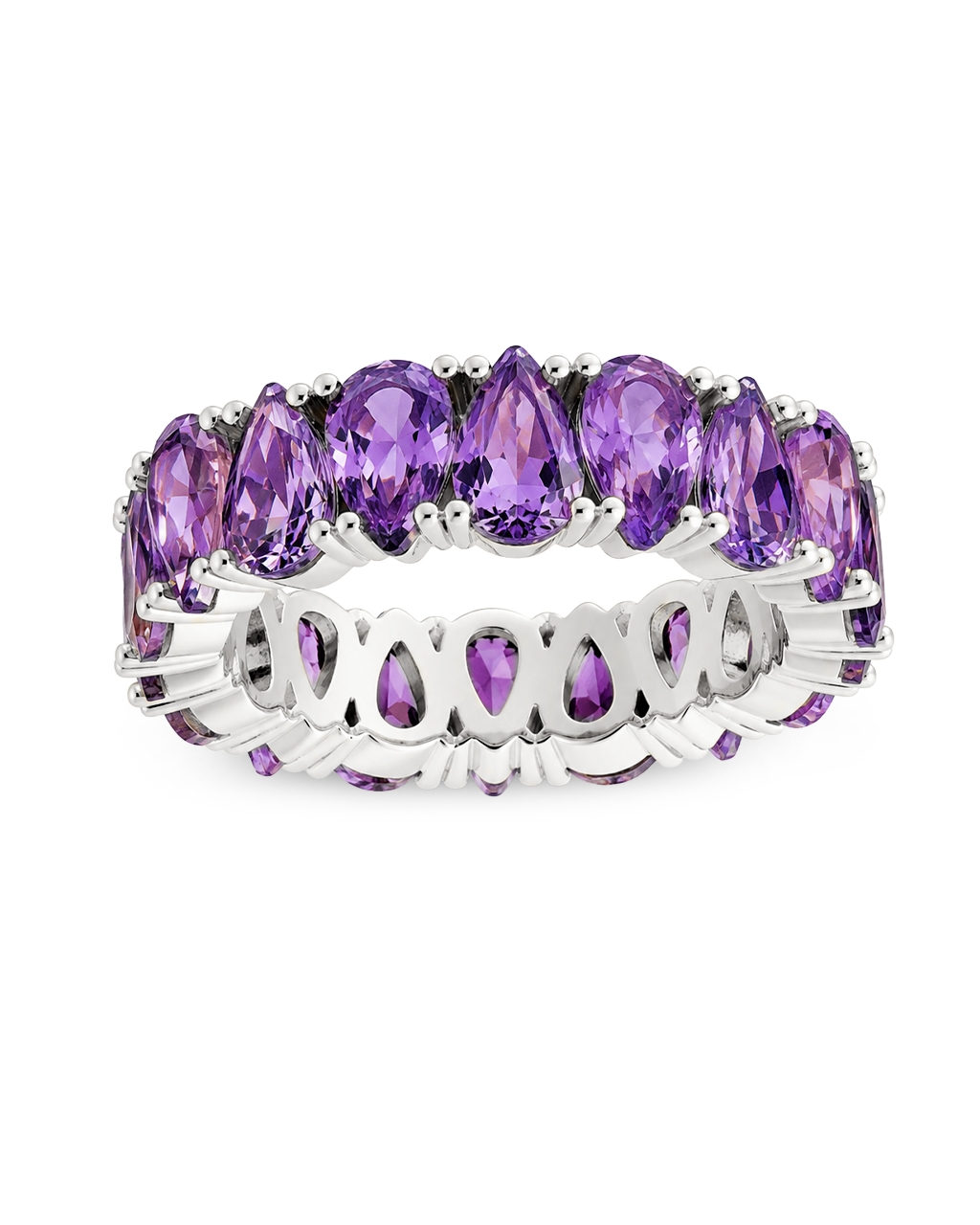 Sterling Silver Janis Amethyst CZ Eternity Band Ring