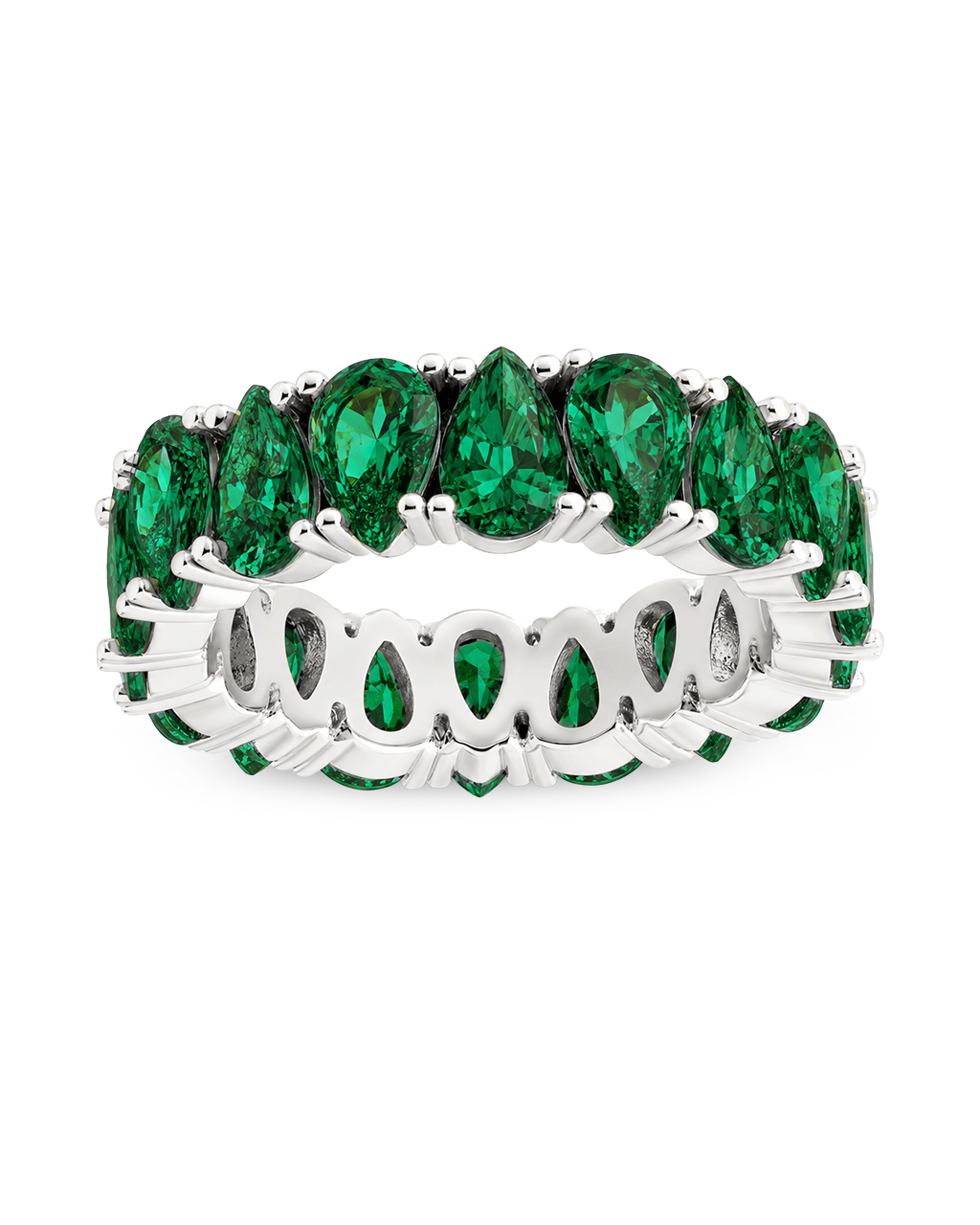 Sterling Silver Janis Emerald CZ Eternity Band Ring
