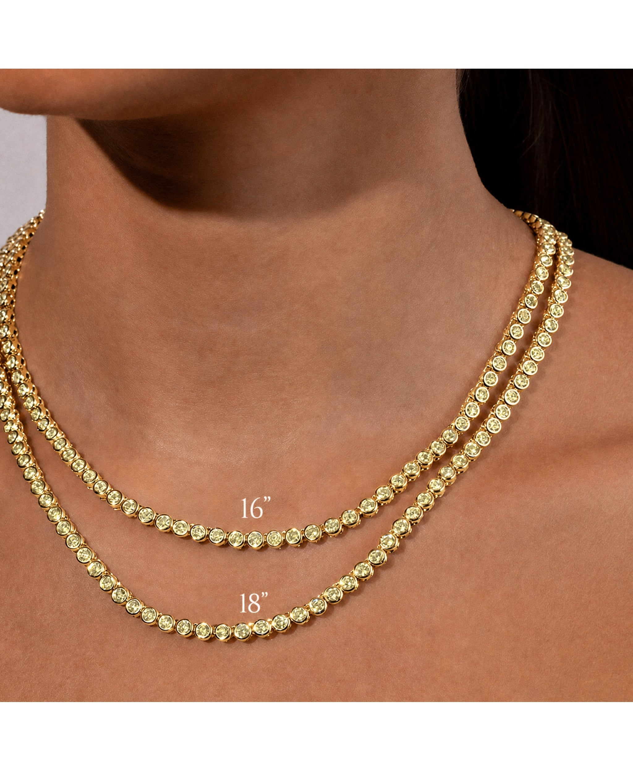 Helene Bezel Light Yellow CZ Tennis Necklace