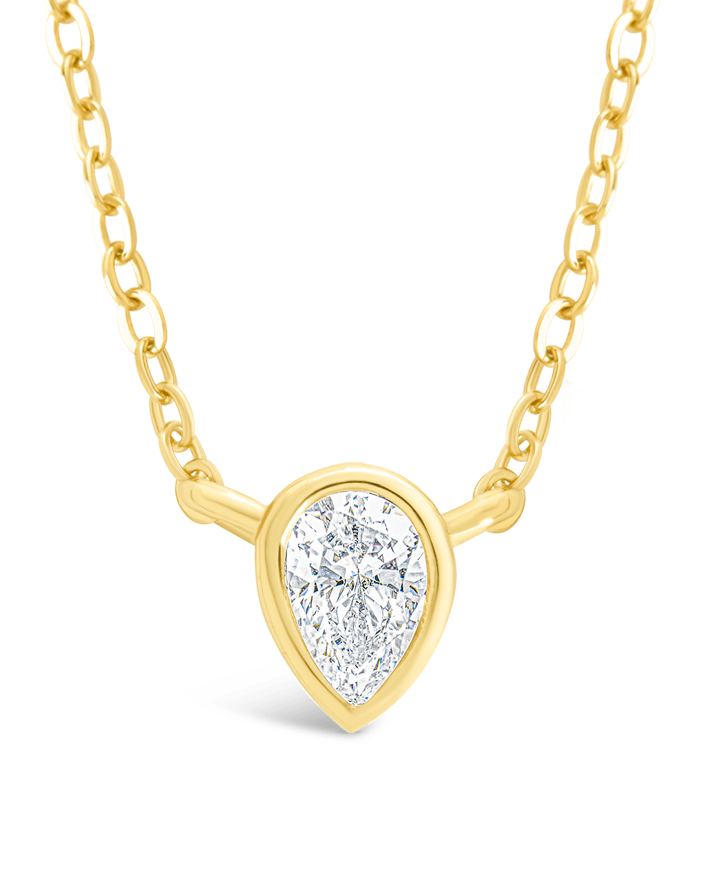 Sterling Silver Pear Bezel Set Pendant