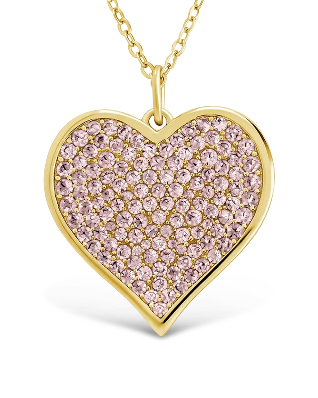 Sterling Silver Light Pink CZ Statement Heart Pendant