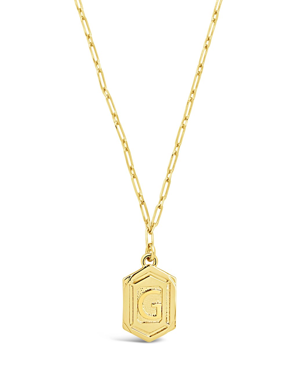 Hexagon Tag Initial Pendant Necklace