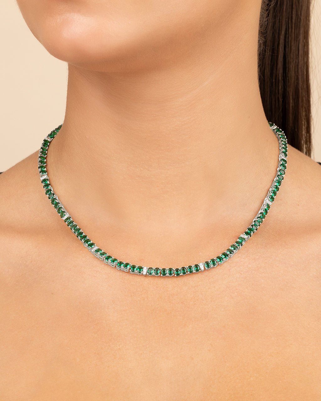 Ace Oval CZ Tennis Necklace