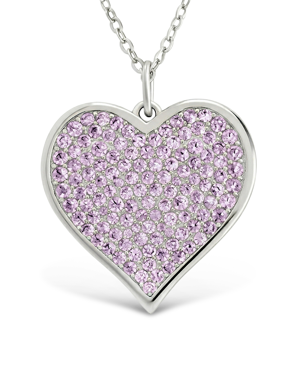 Sterling Silver Amethyst CZ Statement Heart Pendant