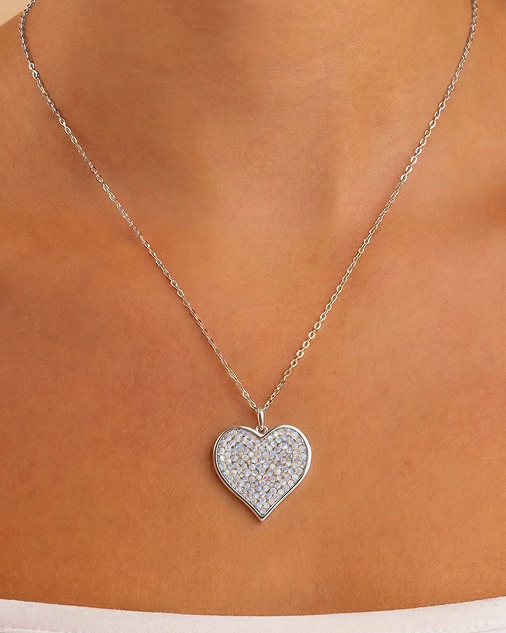 Sterling Silver Moonstone Statement Heart Pendant