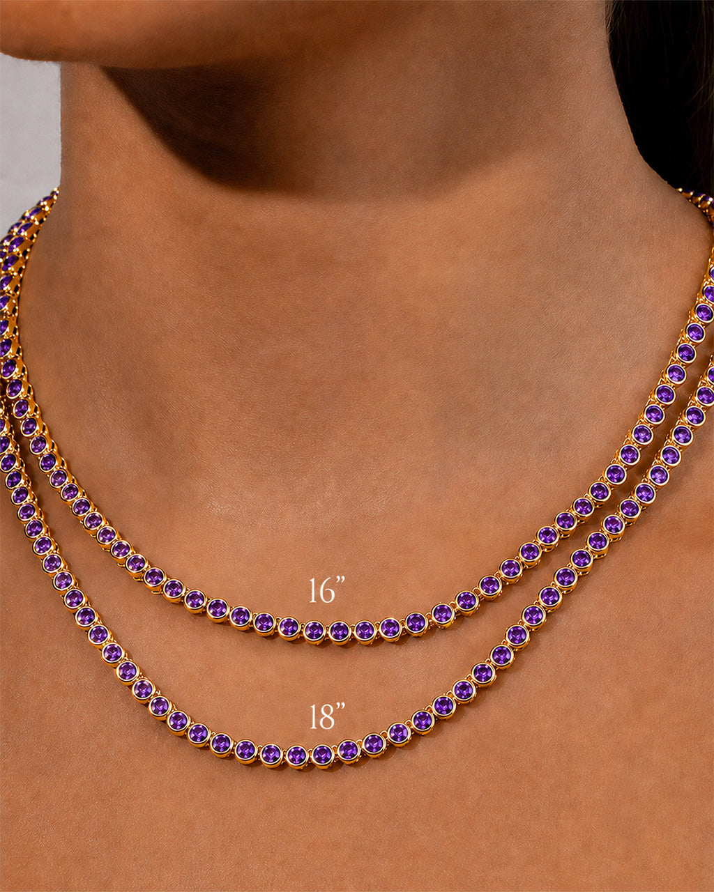 Helene Bezel Amethyst CZ Tennis Necklace