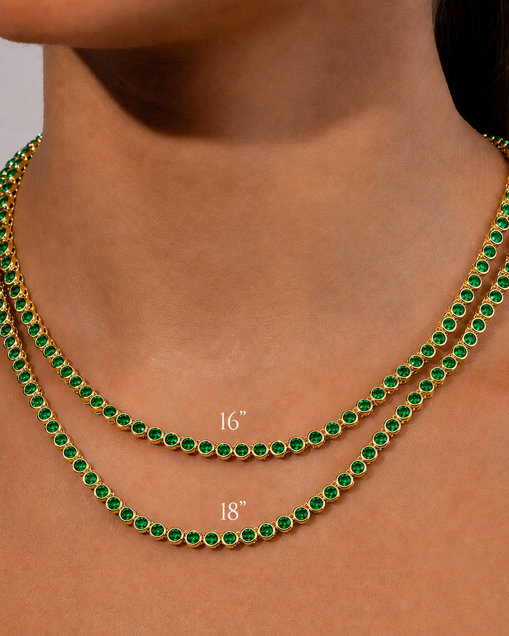 Helene Bezel Emerald CZ Tennis Necklace