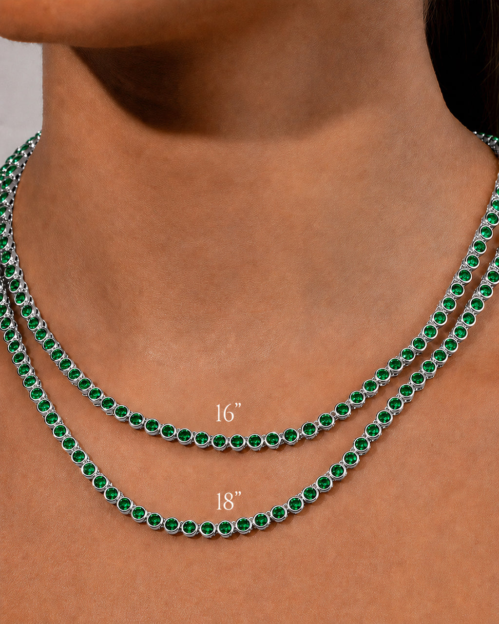 Helene Bezel Emerald CZ Tennis Necklace