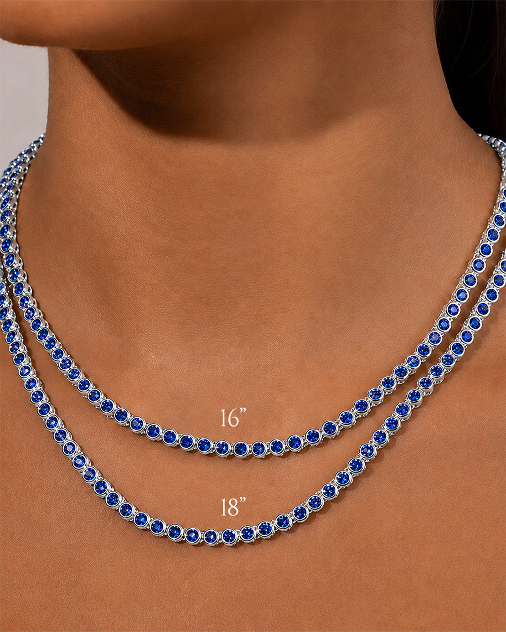 Helene Bezel Sapphire CZ Tennis Necklace
