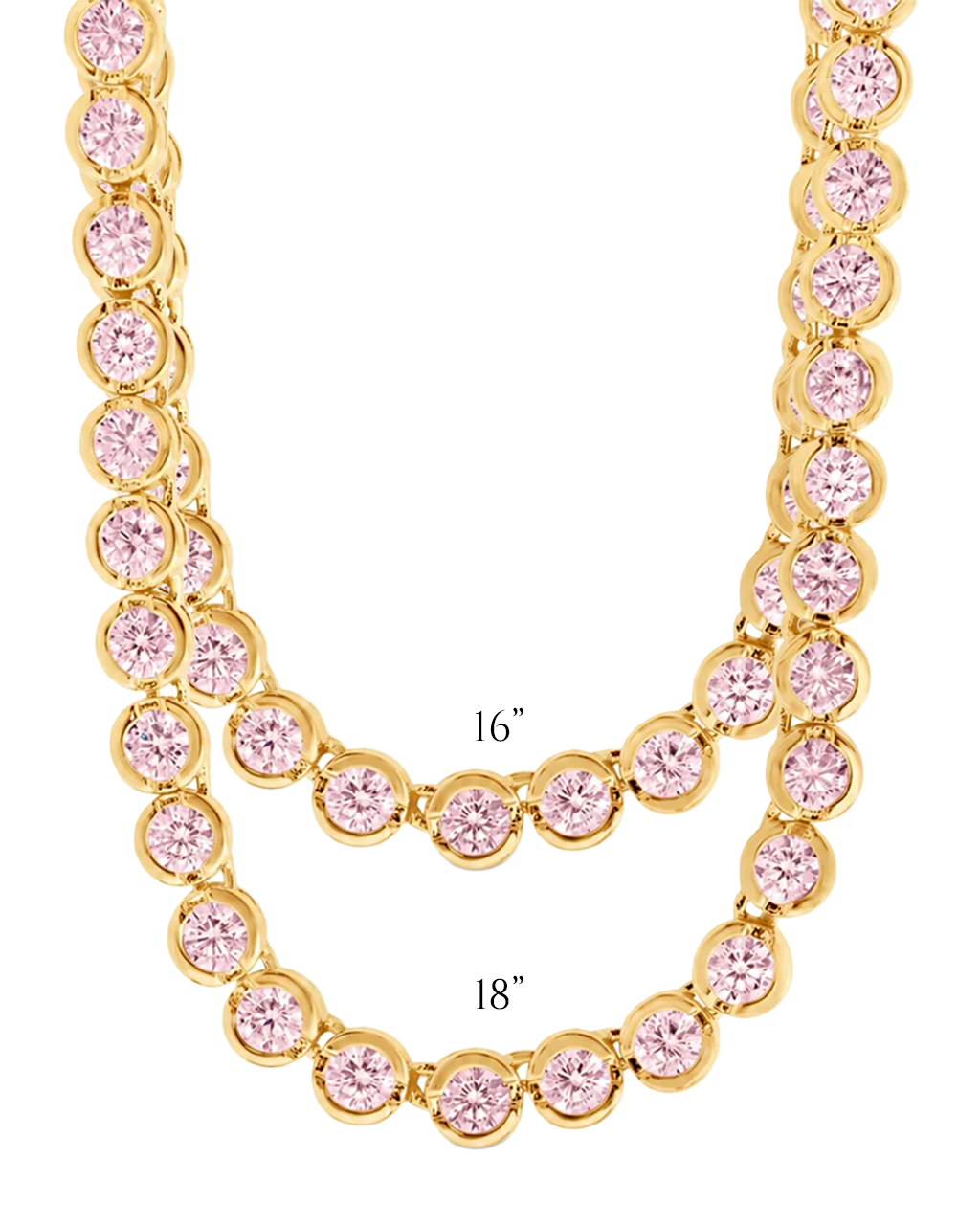 Helene Bezel Light Pink CZ Tennis Necklace