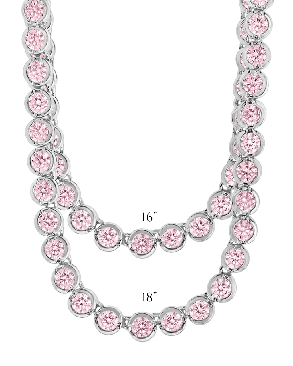Helene Bezel Light Pink CZ Tennis Necklace