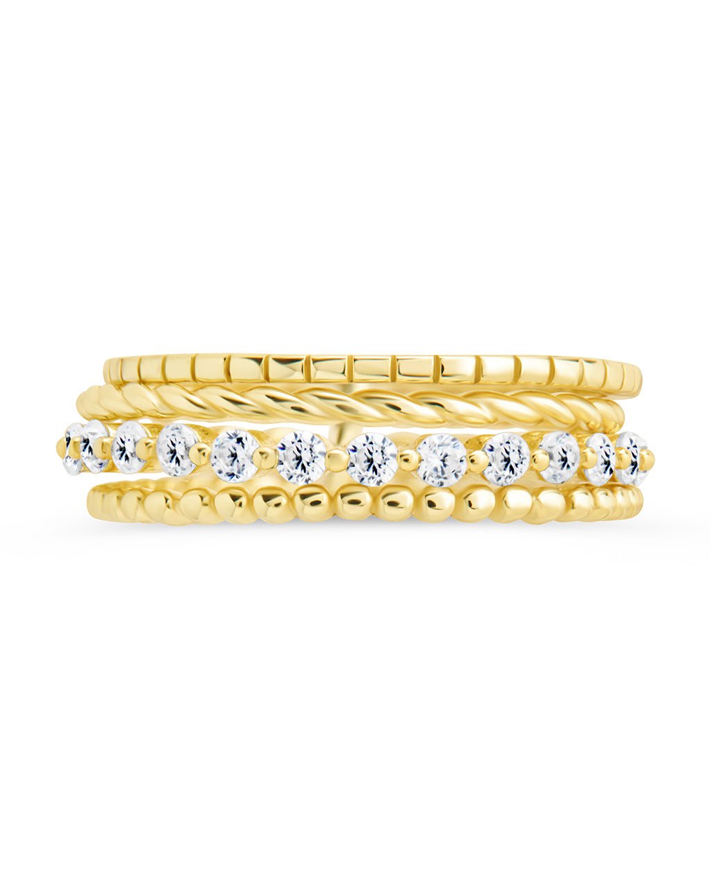 Sterling Silver Cassidy CZ Layered Textured Ring