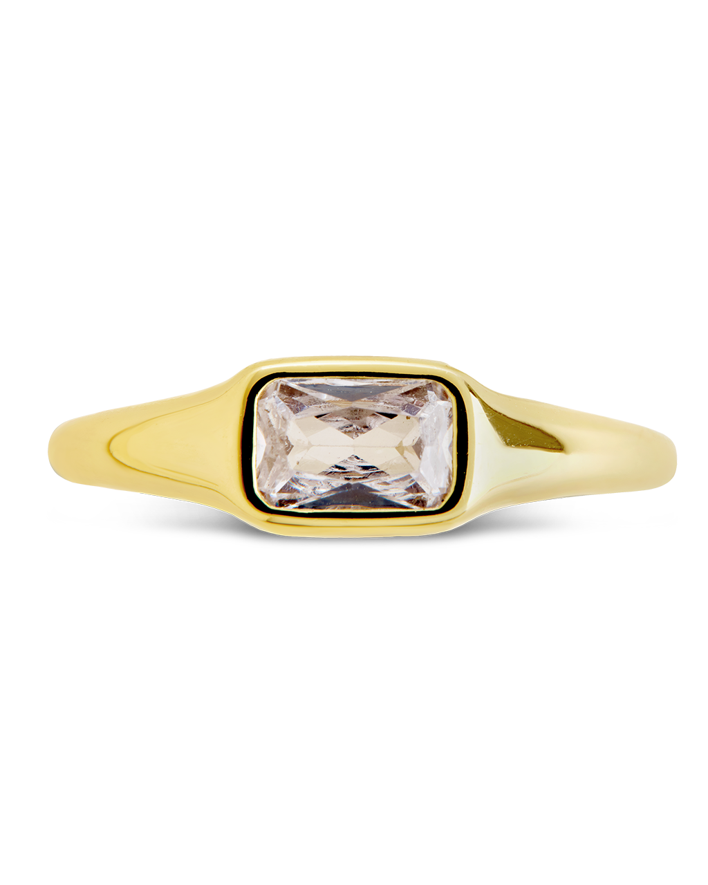 Sterling Silver Marlo Emerald Cut CZ Ring