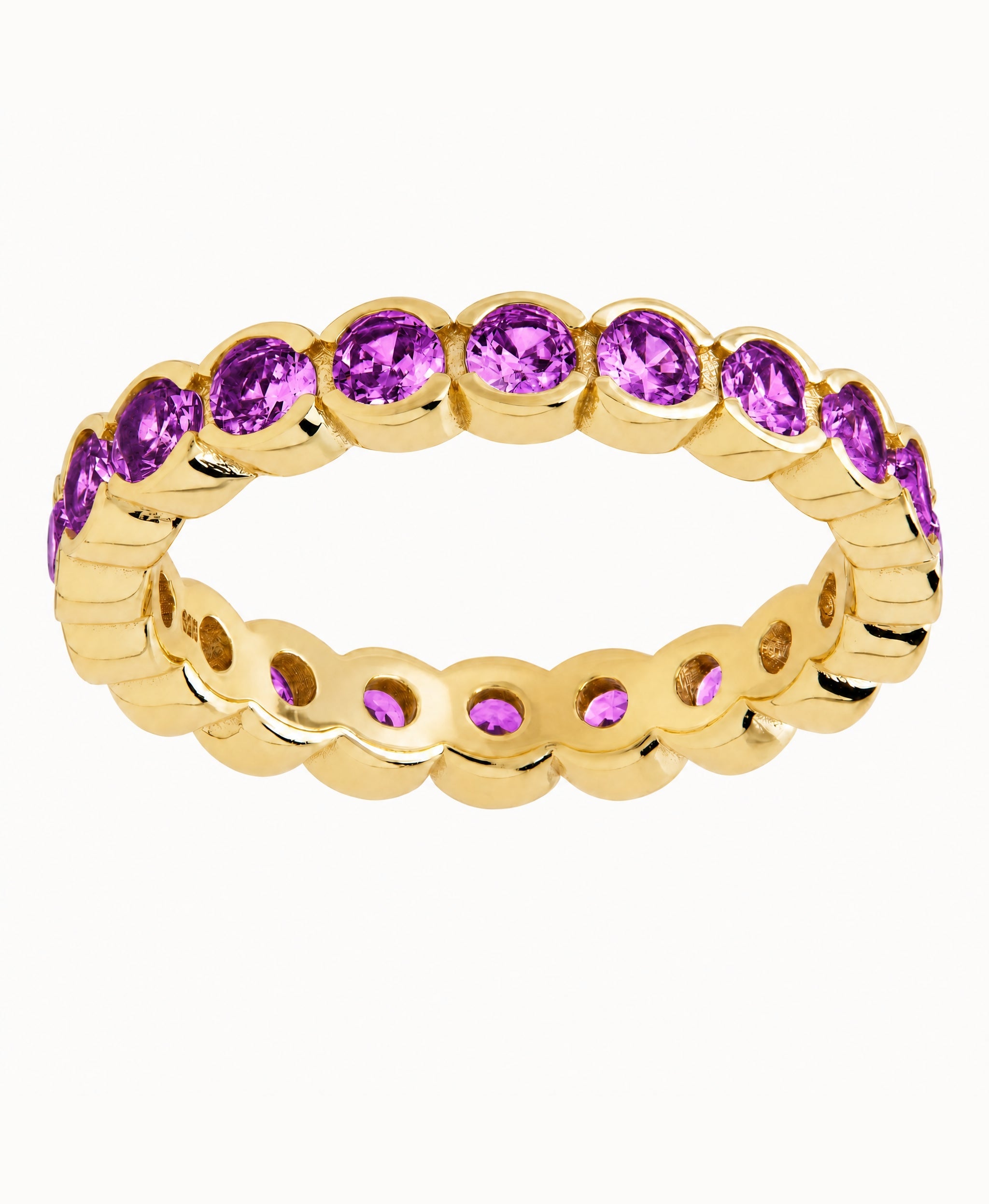 Sterling Silver Amethyst Helene Bezel Eternity Band Ring