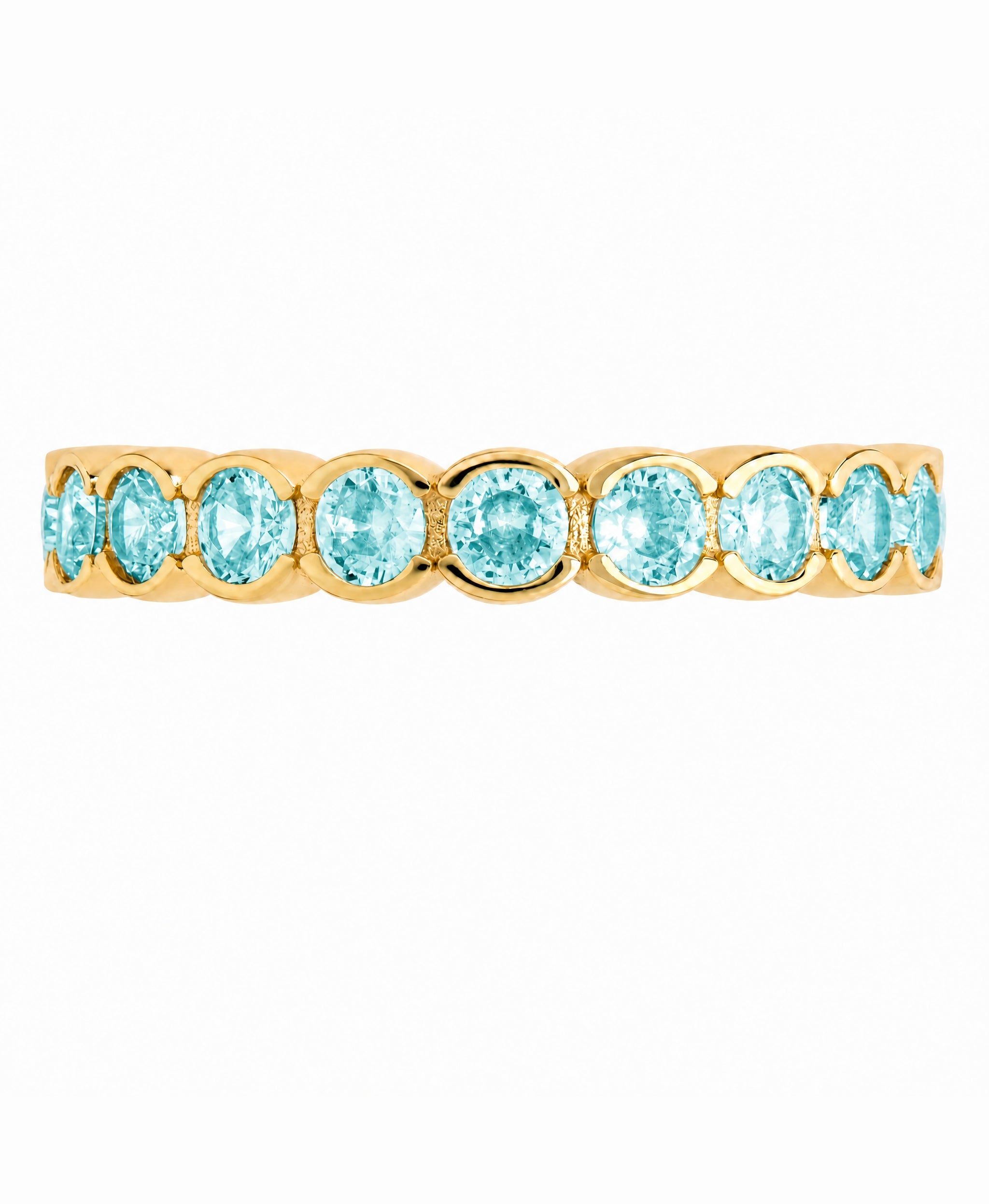 Sterling Silver Aquamarine Helene Bezel Eternity Band Ring