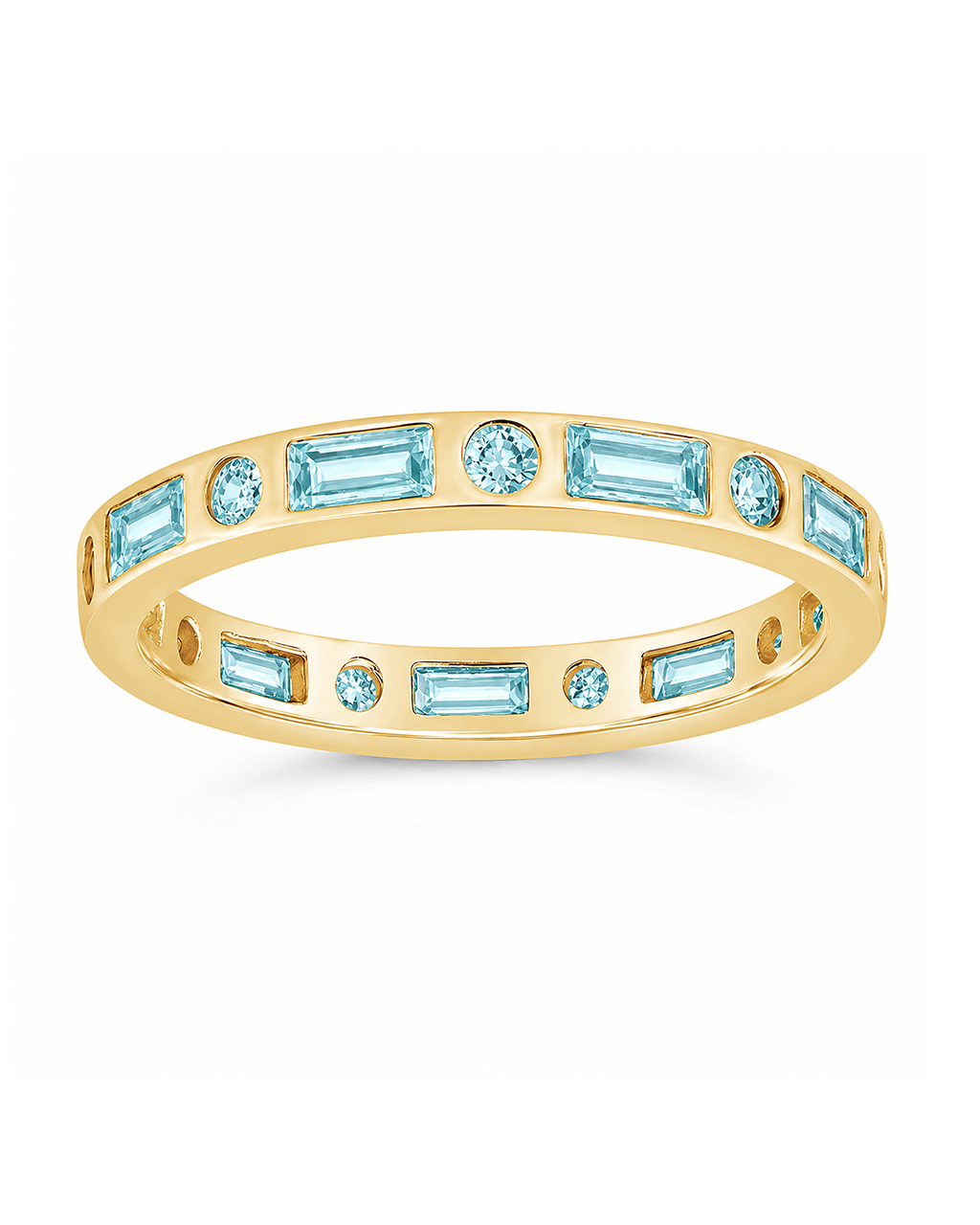 Sterling Silver Aquamarine CZ Ethel Ring