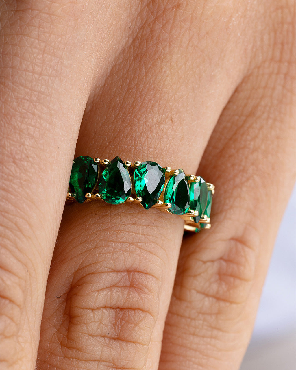 Sterling Silver Janis Emerald CZ Eternity Band Ring