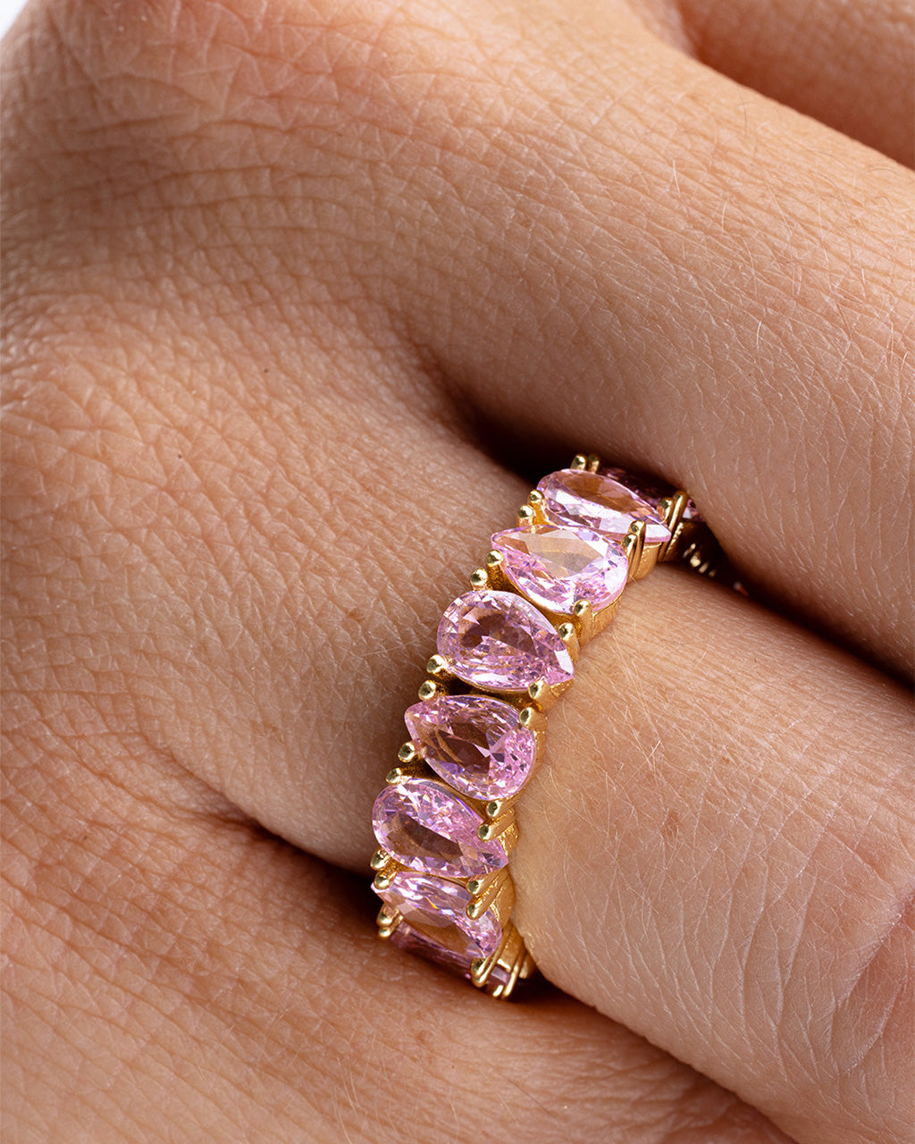 Sterling Silver Janis Light Pink CZ Eternity Band Ring