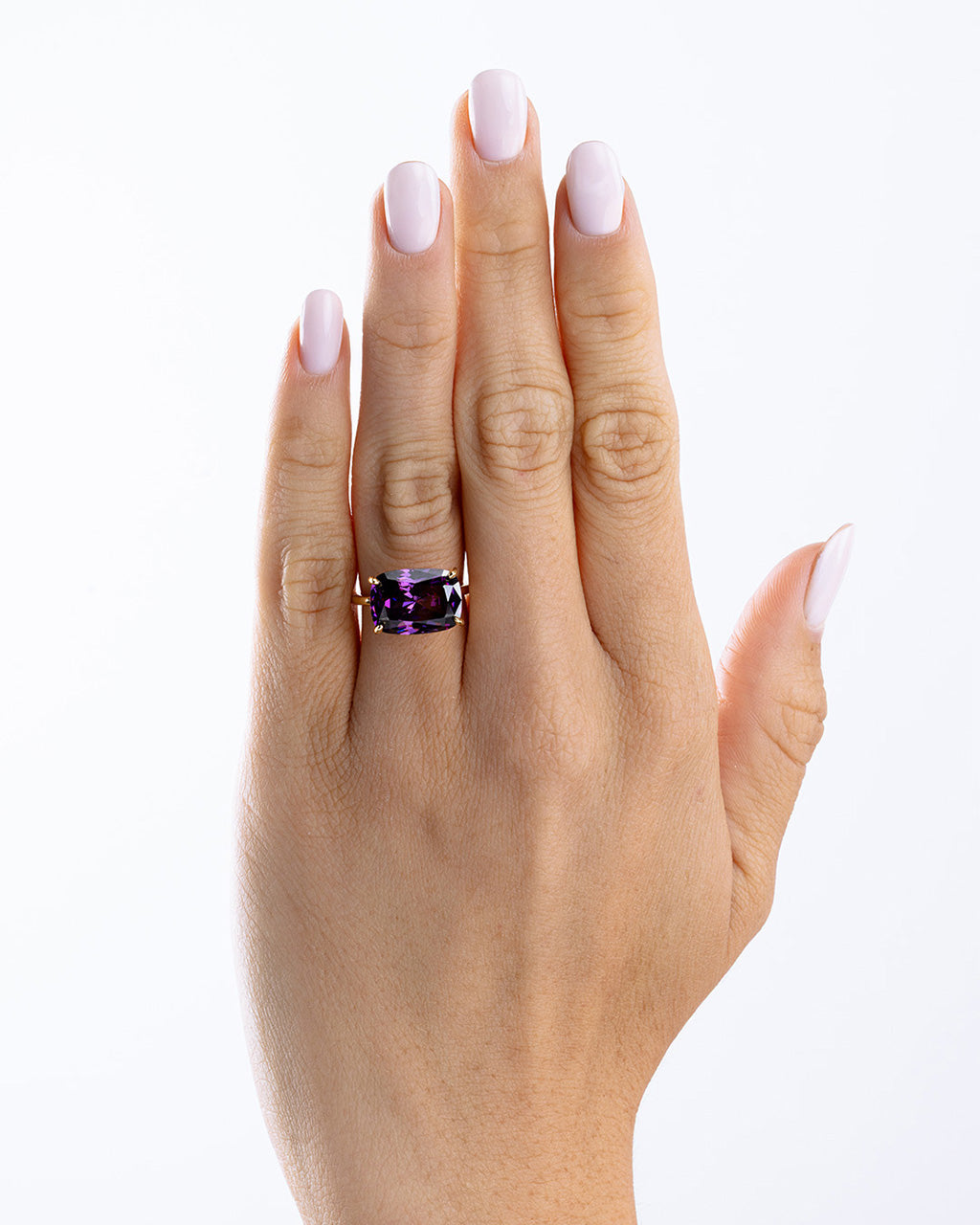 Sterling Silver Amethyst Cushion East-West Ring