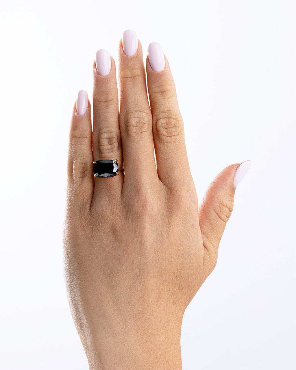 Sterling Silver Black Cushion East-West Ring