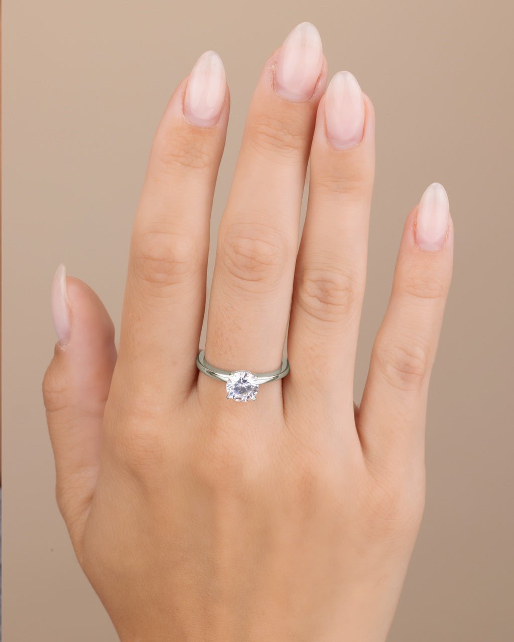Sterling Silver 4-Prong Brilliant Cut Promise Ring