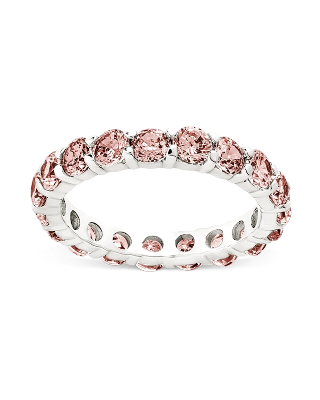 Sterling Silver Gracie Pink Sapphire CZ Eternity Ring