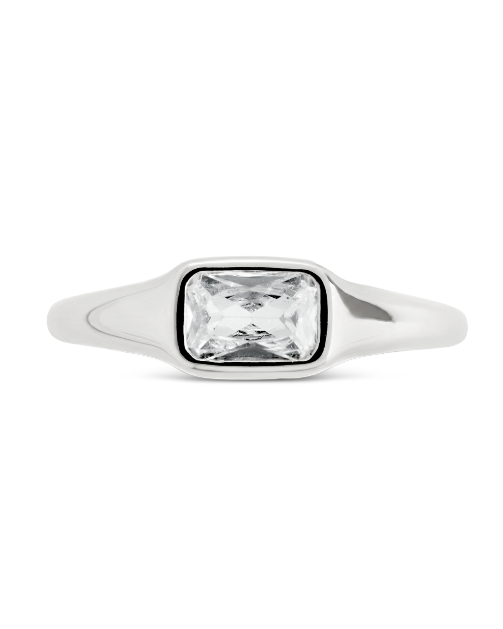 Sterling Silver Marlo Emerald Cut CZ Ring