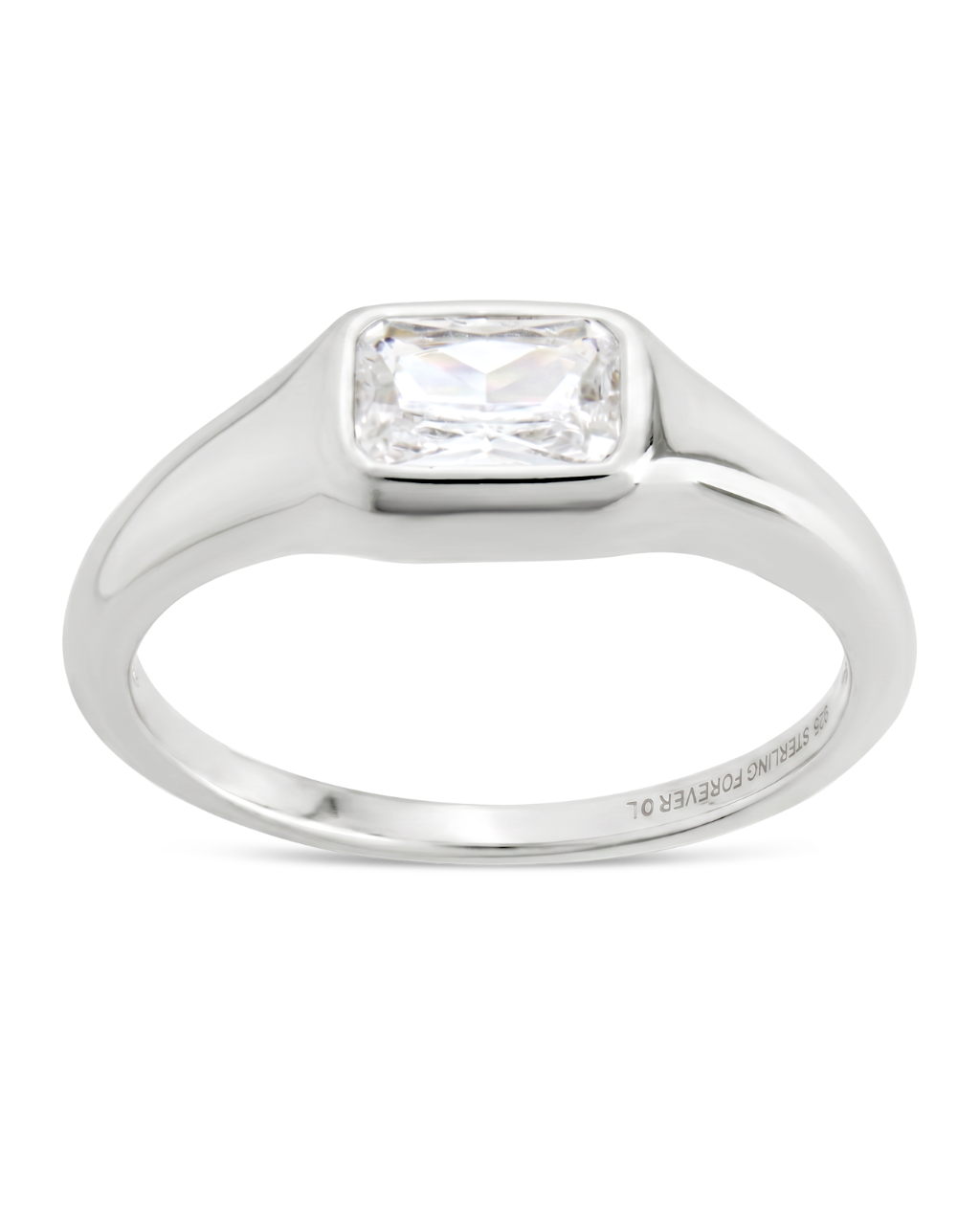 Sterling Silver Marlo Emerald Cut CZ Ring
