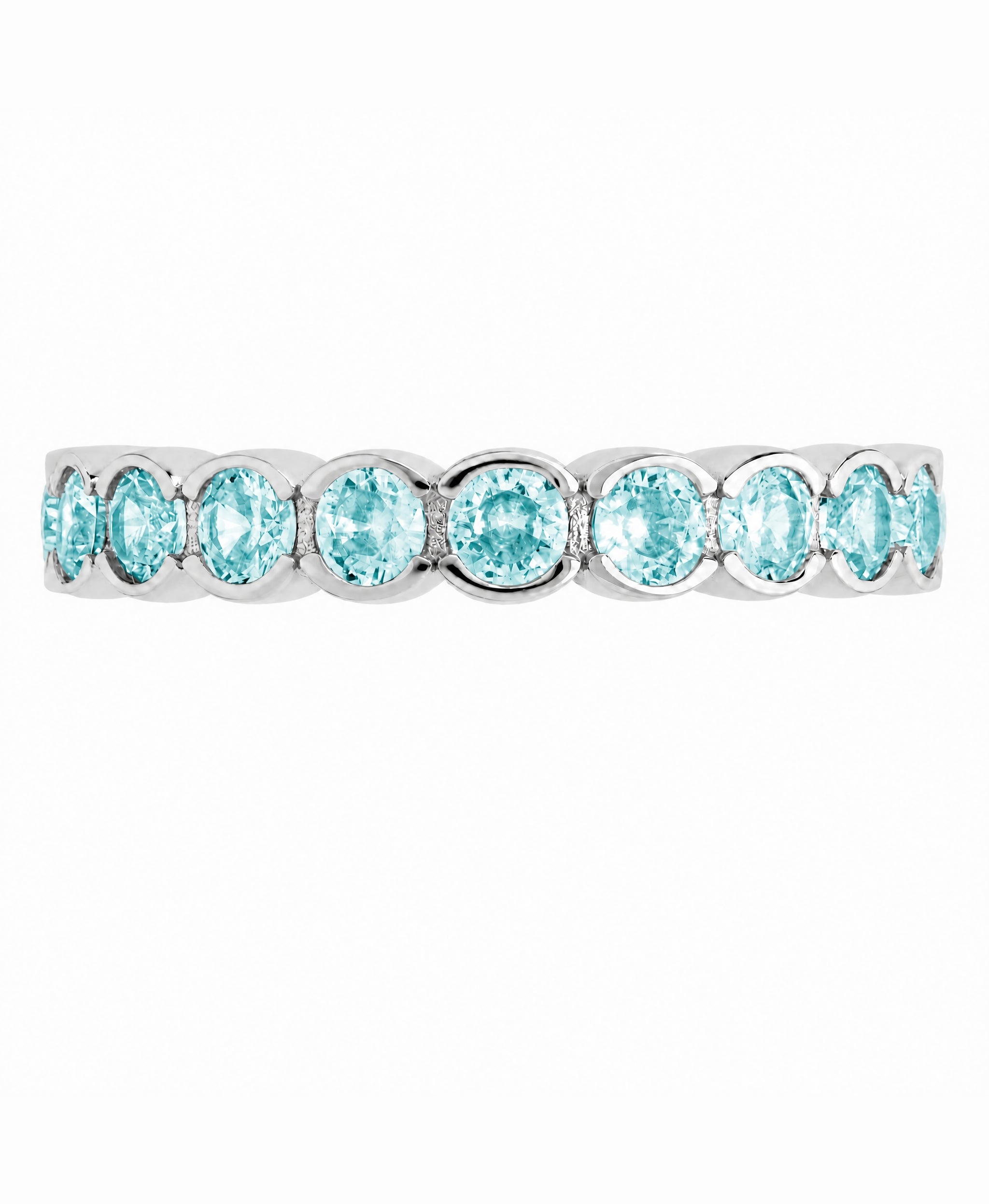 Sterling Silver Aquamarine Helene Bezel Eternity Band Ring
