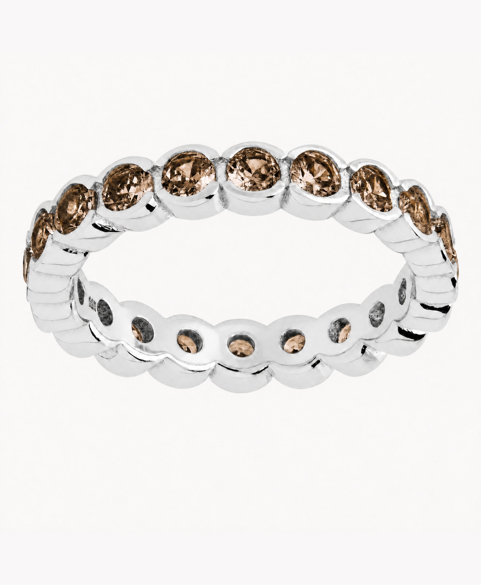Sterling Silver Chocolate Helene Bezel Eternity Band Ring