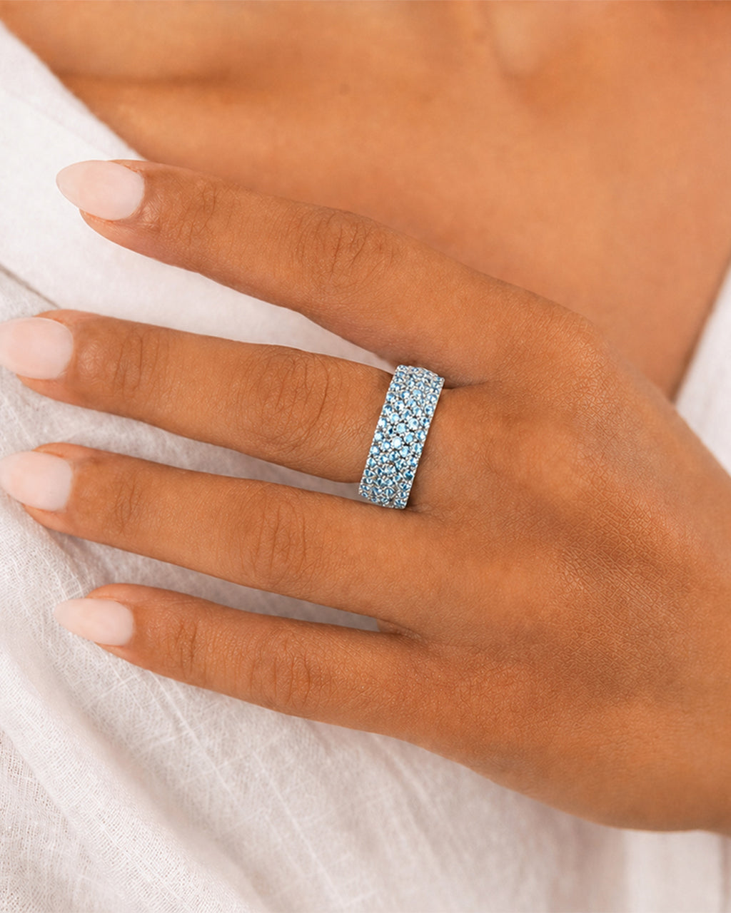 Sterling Silver Aquamarine CZ Yvonne Ring