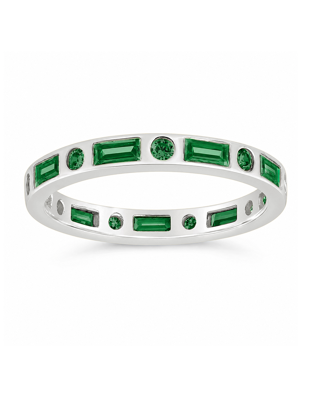Sterling Silver Emerald CZ Ethel Ring